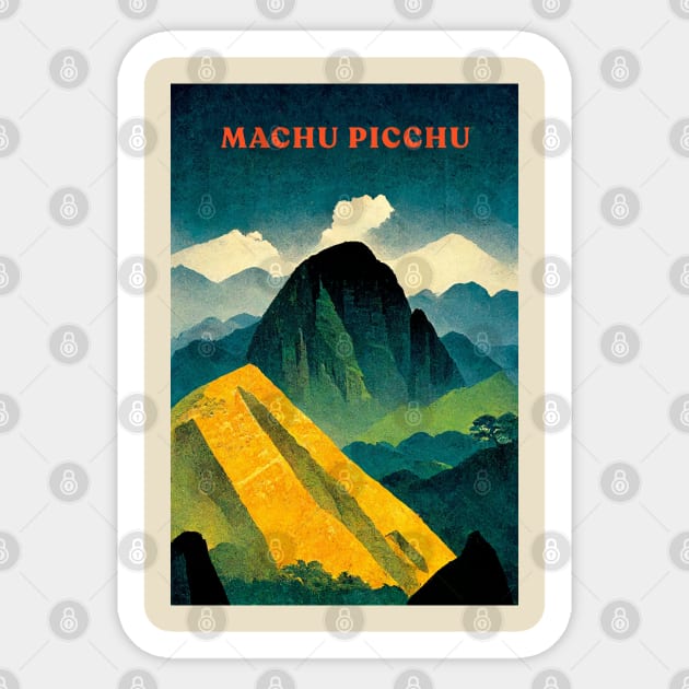 Machu Picchu Sticker by Retro Travel Design
